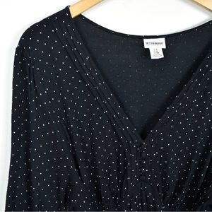 Motherhood Maternity Black Long Sleeve Polka Dot Tie Wrap Midi Dress Sz XL